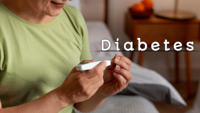 A woman measuring her blood sugar level