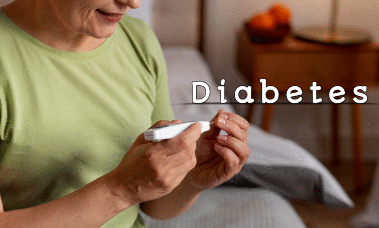 A woman measuring her blood sugar level