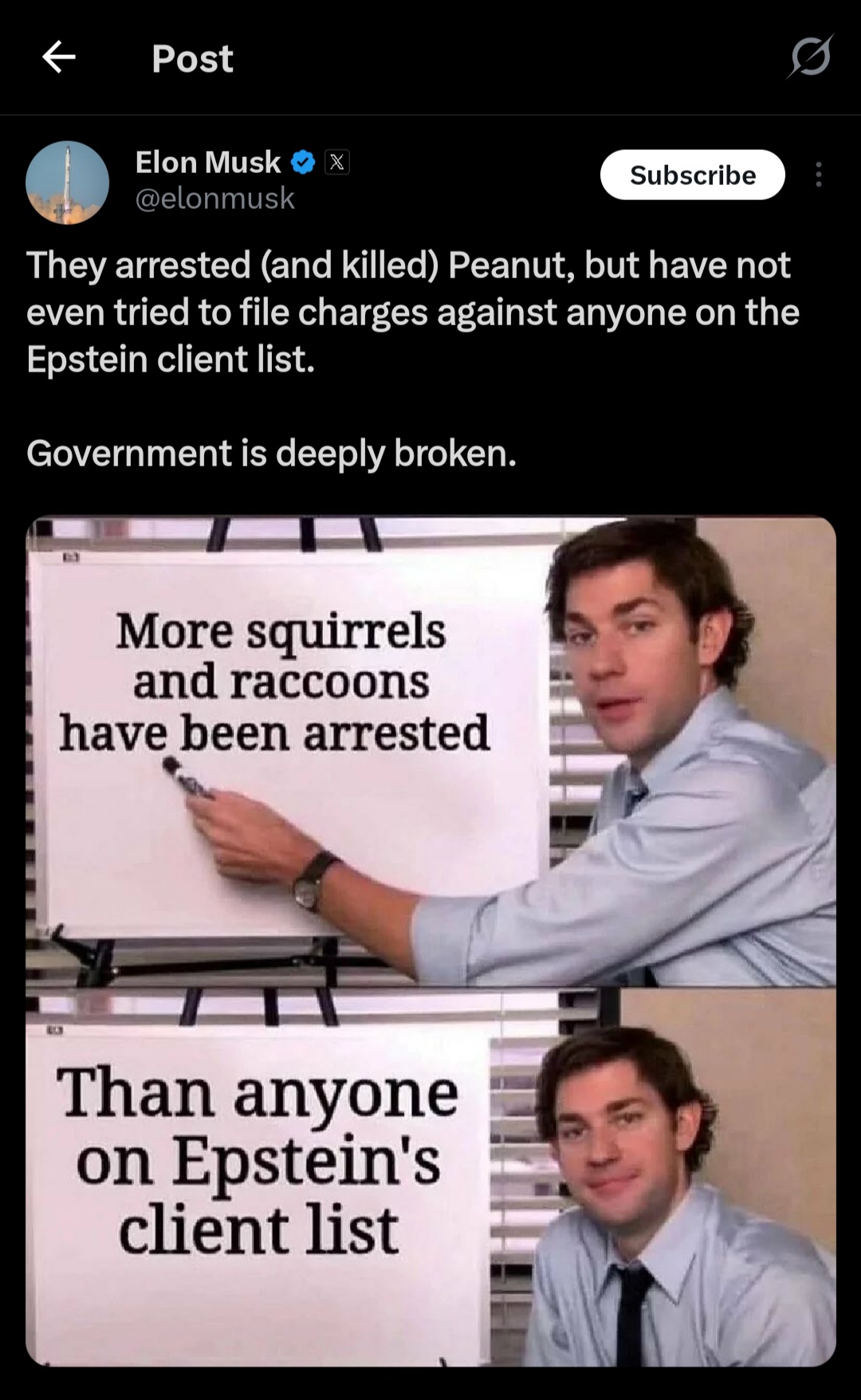 Elon Musk Recent Post - Indirectly Awaiting Justice