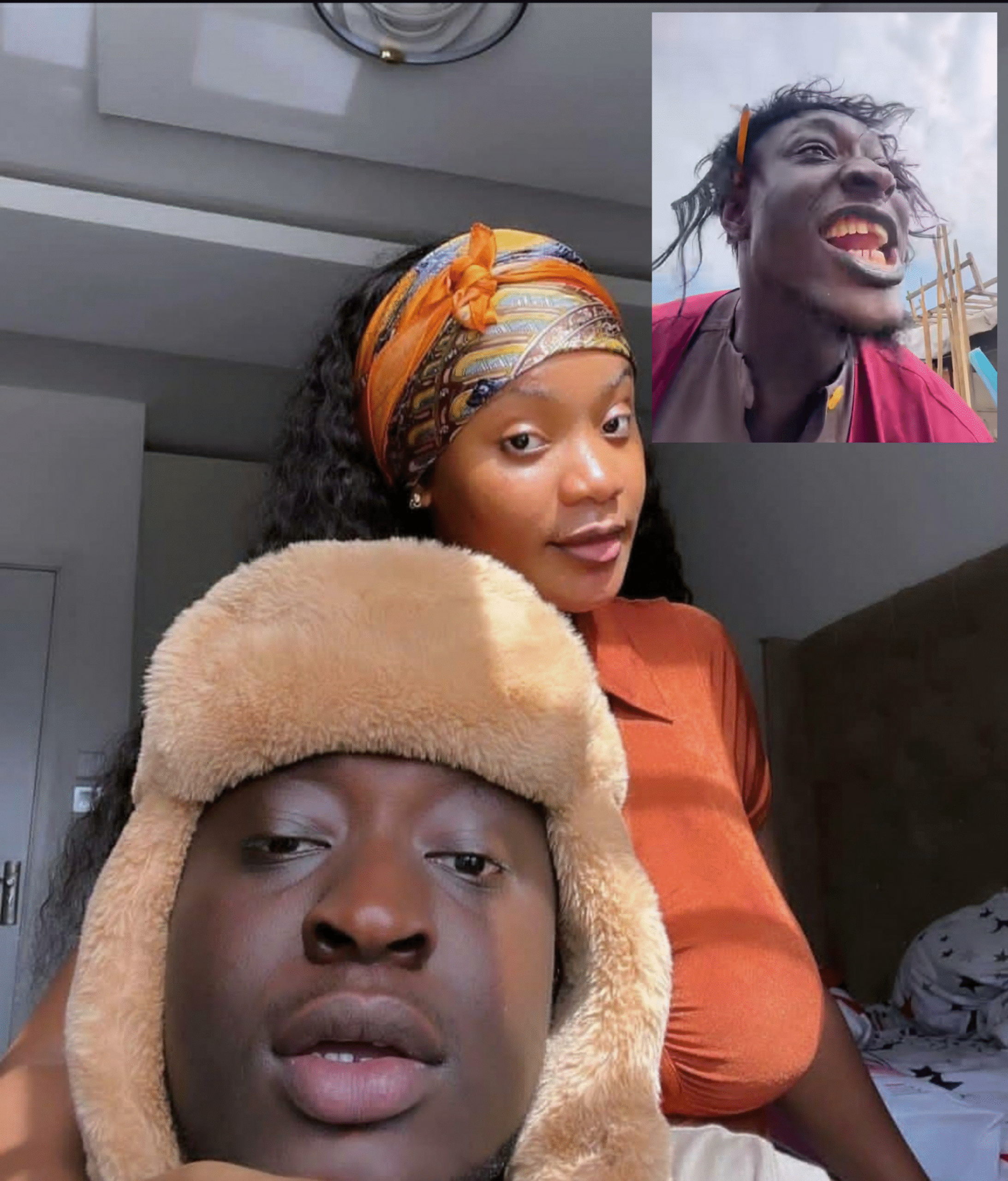 Emmanuella and Carter Efe in a July 2025 livestream, addressing critics of his bold comedy skits in Nigeria.