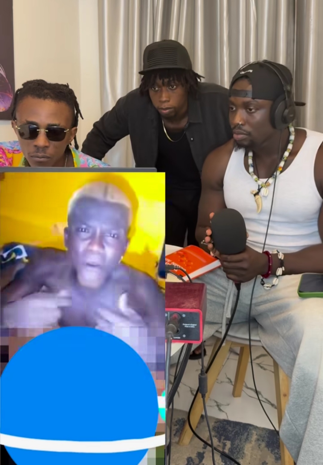 VeryDarkMan in studio recording ‘Ole’ diss track against Portable, July 2025.