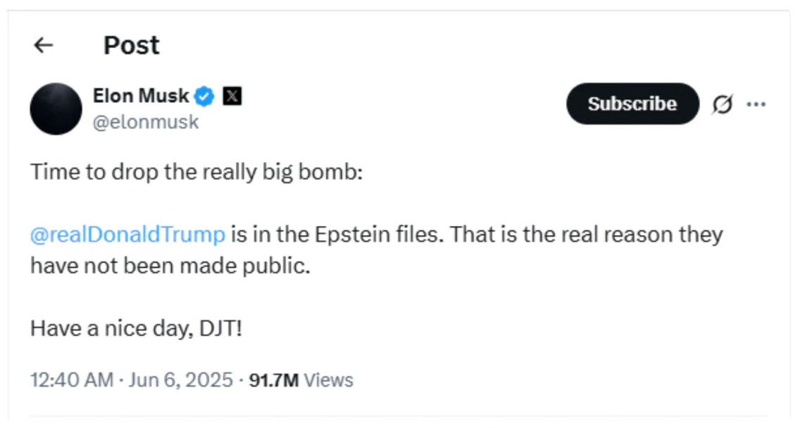 Elon Musk Accuses Donald Trump