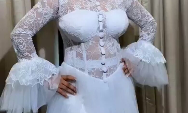 Nigerian bride in wedding gown shares viral story of meeting husband while on date with ex, surrounded by friends, July 2025.