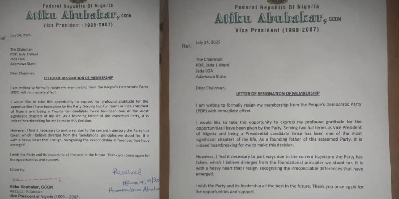Atiku Abubakar Resigns from PDP, Joins ADC Coalition for 2027 Nigerian Elections