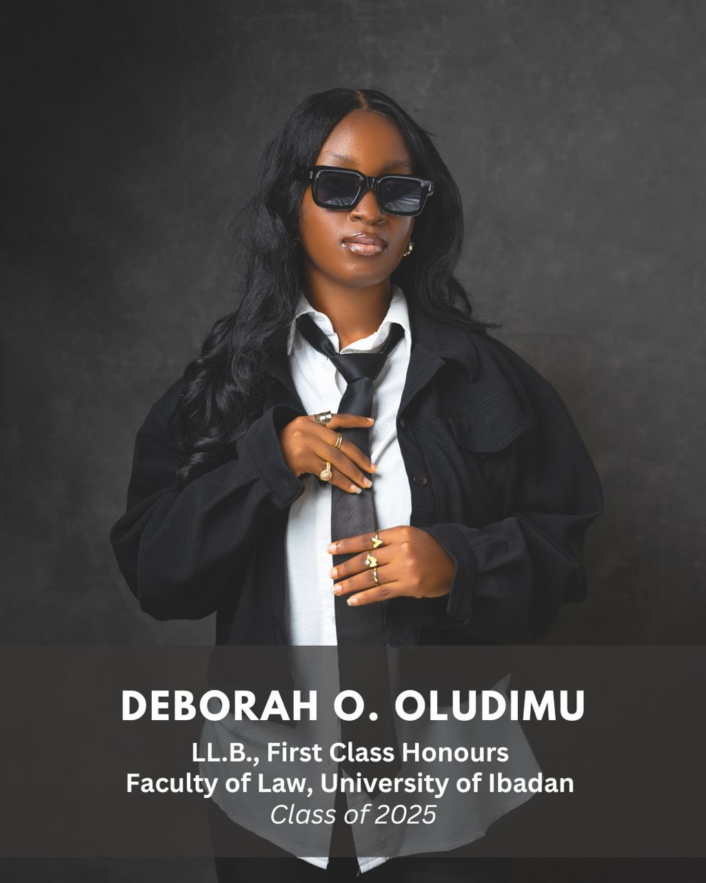 University of Ibadan Law graduate celebrates academic excellence after graduating with first class.